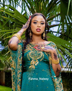Emerald Green Somali Bridal Dirac ( Asma Collection)