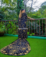 Load image into Gallery viewer, Navy Blue Velvet Bridal Dirac ( Ayat Collection )