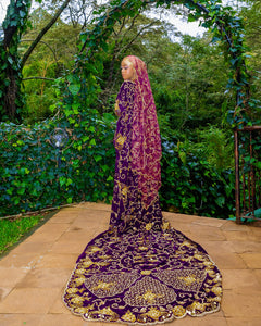 Burgundy purple Velvet Bridal Dirac( Ayat Collection )