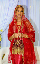 Load image into Gallery viewer, Dark Red Lace Somali Bridal Dirac ( Bilan Collection)