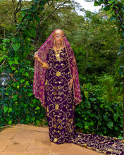 Load image into Gallery viewer, Burgundy purple Velvet Bridal Dirac( Ayat Collection )