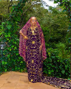 Burgundy purple Velvet Bridal Dirac( Ayat Collection )