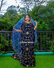 Load image into Gallery viewer, Navy Blue Velvet Bridal Dirac ( Ayat Collection )