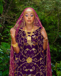 Burgundy purple Velvet Bridal Dirac( Ayat Collection )