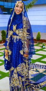 Navy Blue Lace Somali Bridal Dirac( Najma Collection)