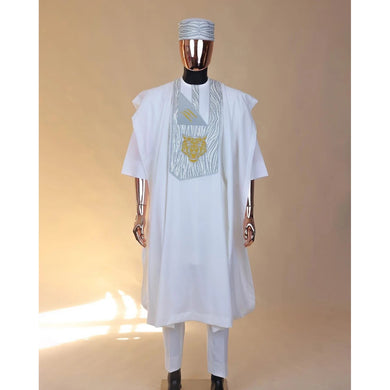 Modern White Agbada Set