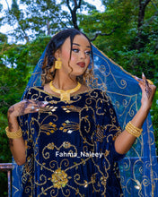 Load image into Gallery viewer, Navy Blue Velvet Bridal Dirac ( Ayat Collection )