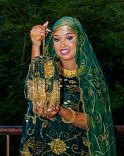 Load image into Gallery viewer, Jungle Green Velvet Bridal Dirac ( Ayat Collection )