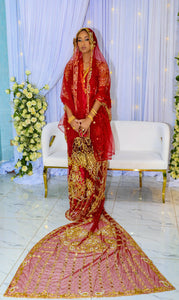 Dark Red Lace Somali Bridal Dirac ( Bilan Collection)