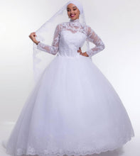 Load image into Gallery viewer, Turtle Neck Ball Wedding Gown
