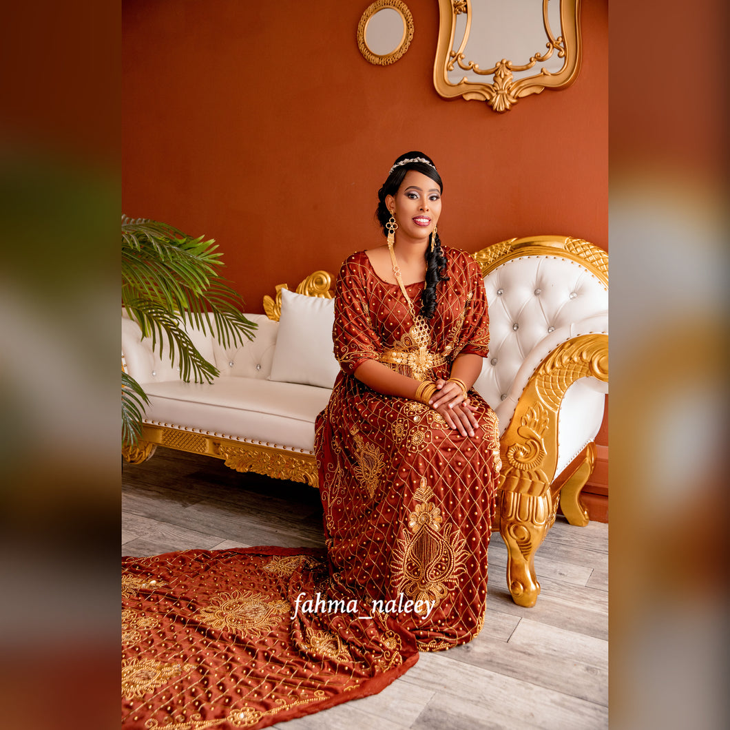 Golden Brown Bridal Dirac ( Dahab Collection)