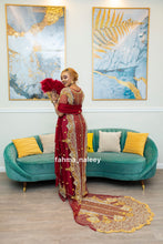 Load image into Gallery viewer, Dark Red Lace Bridal Dirac ( Dahab Collection )