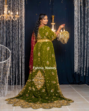 Load image into Gallery viewer, Olive Green Velvet Bridal Dirac ( Beerlula Collection )