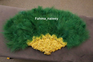 Jungle Green Feather Fan