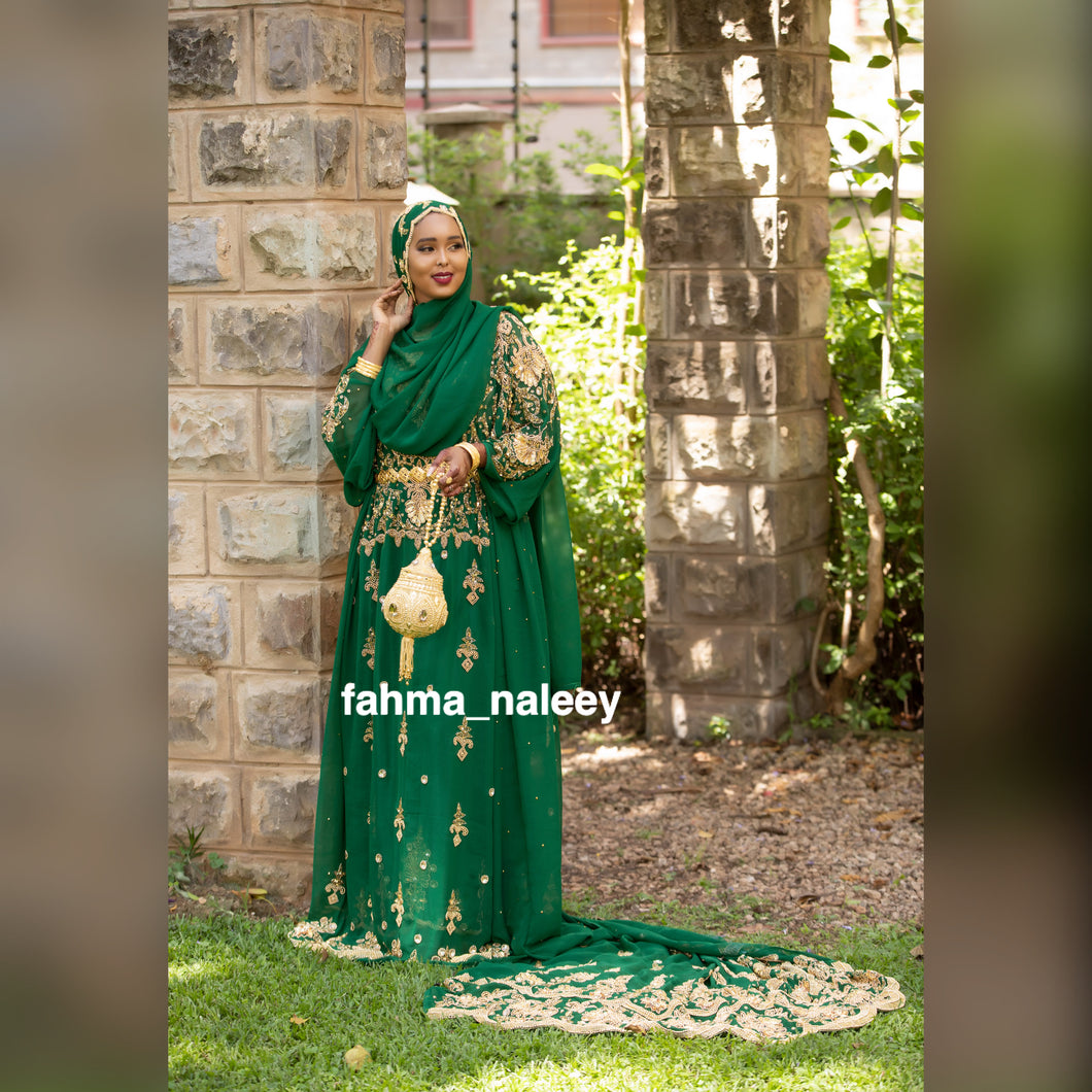 Saafi Jungle Green Somali Bridal Dirac